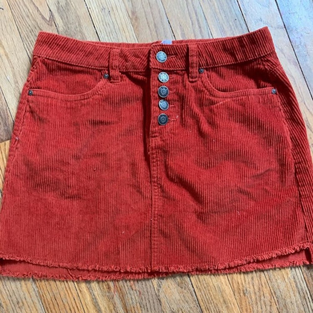 Orange Corduroy Skirt